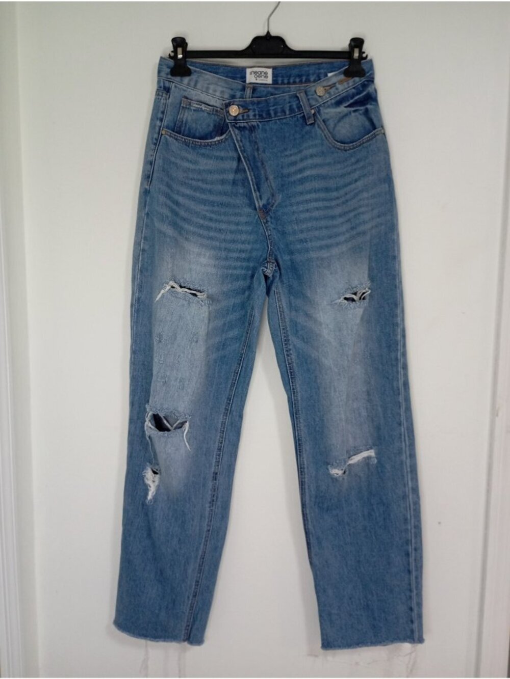 Insane Gene Distressed Straight-Leg Jeans 7/27 Blue 100% Cotton